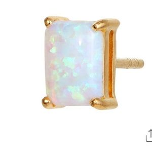 Savvy Cie 18K Over Silver Opal October Birthstone earrings